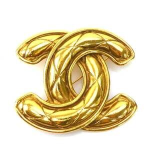 Chanel Cc Logo Brooch Gold-Tone Metal #208338C94B